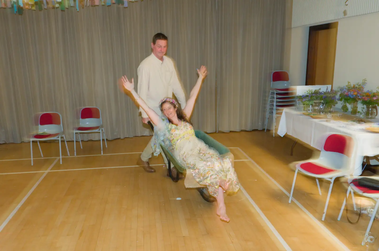There's an arms in the air moment, from Hannah and Sean's Wedding, King's Nympton, Devon - 3rd May 2026
