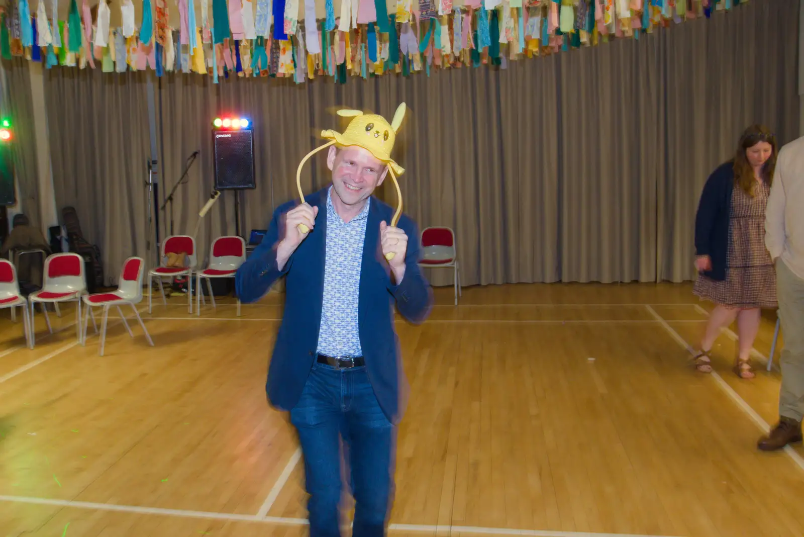 Phil has a go of the Pikachu-like hat, from Hannah and Sean's Wedding, King's Nympton, Devon - 3rd May 2026