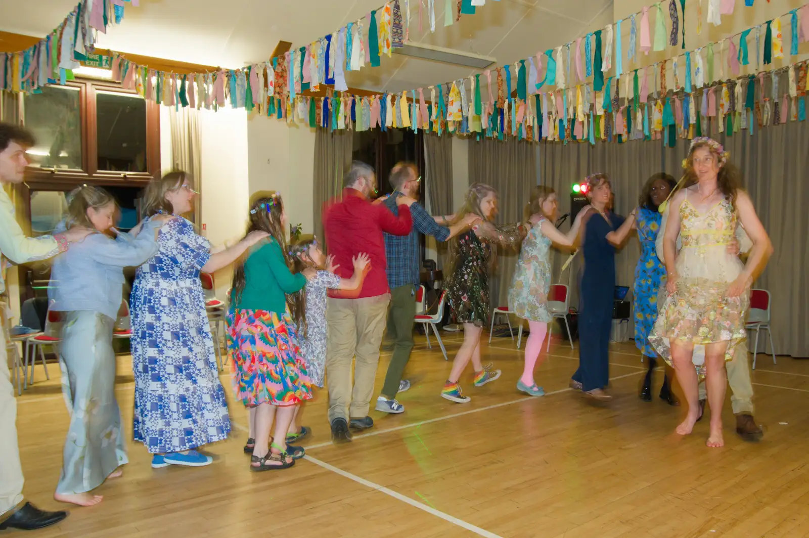 Hannah leads a conga around the hall, from Hannah and Sean's Wedding, King's Nympton, Devon - 3rd May 2026