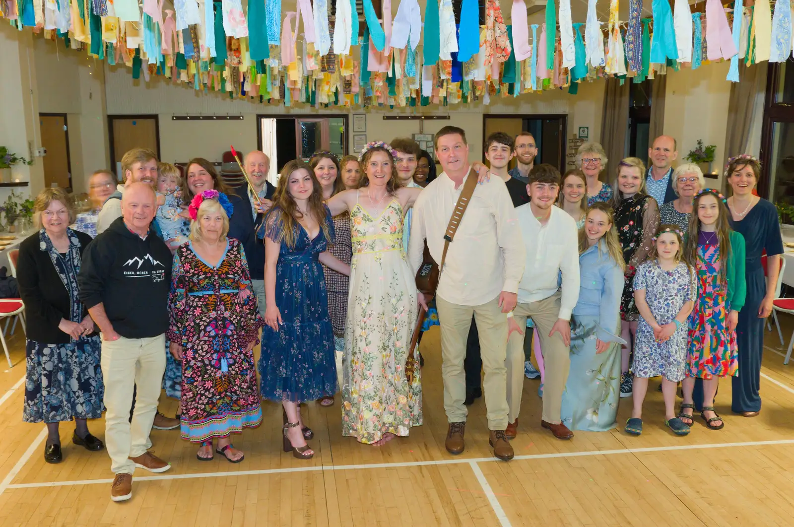 A group photo of all the 'survivors', from Hannah and Sean's Wedding, King's Nympton, Devon - 3rd May 2026