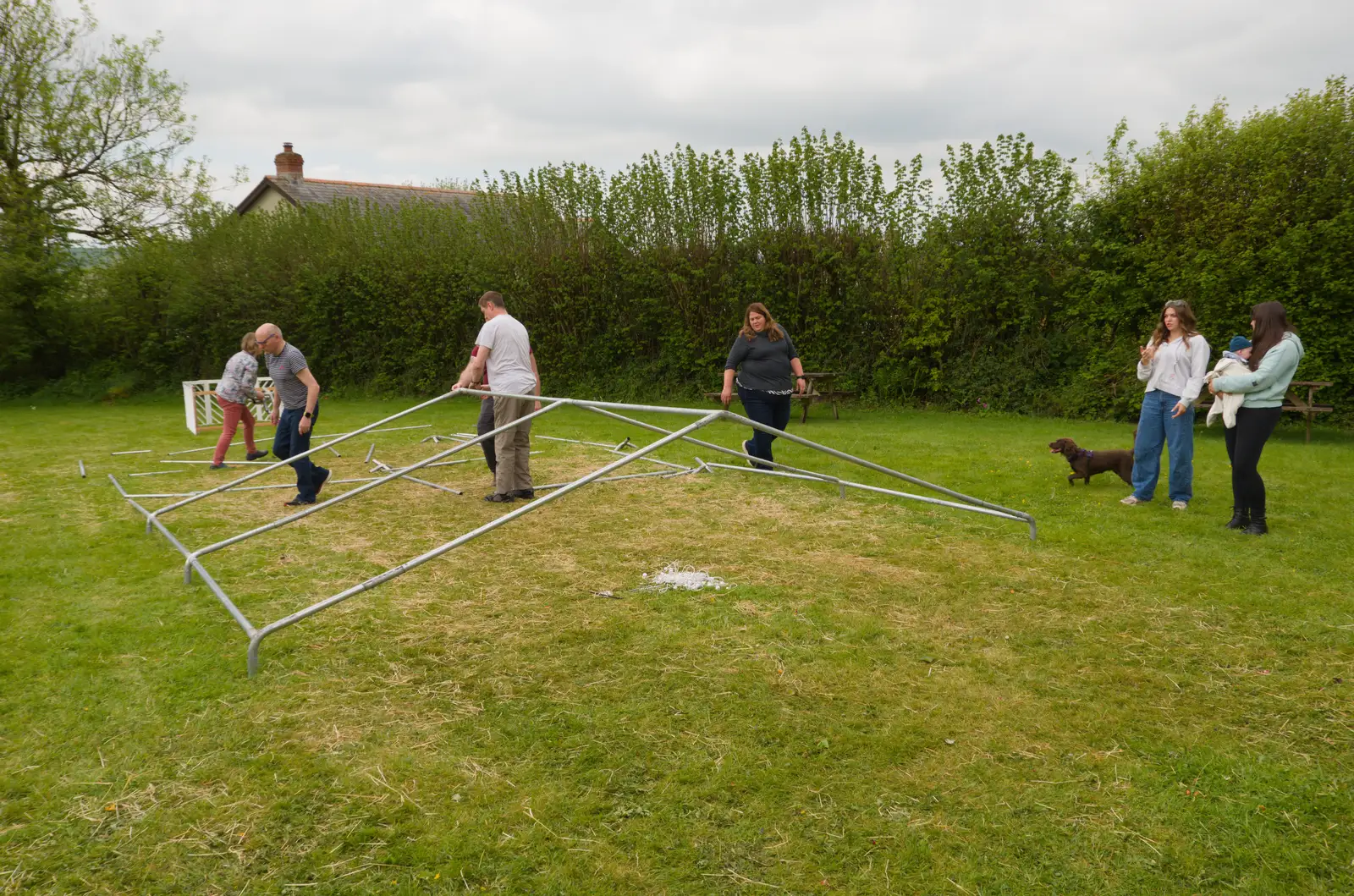 The marquee is almost fully disassembled, from A Visit to the Cottage and Lunch With Sis, Throwleigh, Devon - 4th May 2026