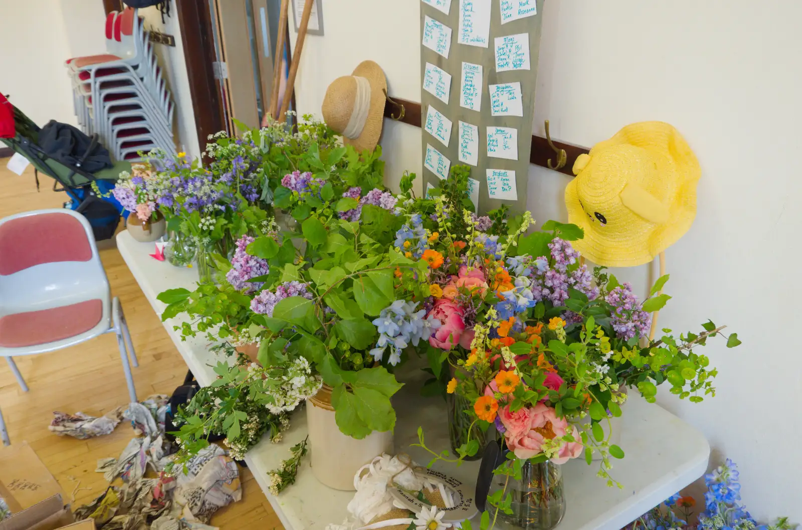 A table full of wedding flowers, from A Visit to the Cottage and Lunch With Sis, Throwleigh, Devon - 4th May 2026