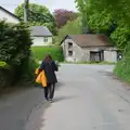 Isobel heads back with some flowers, A Visit to the Cottage and Lunch With Sis, Throwleigh, Devon - 4th May 2026