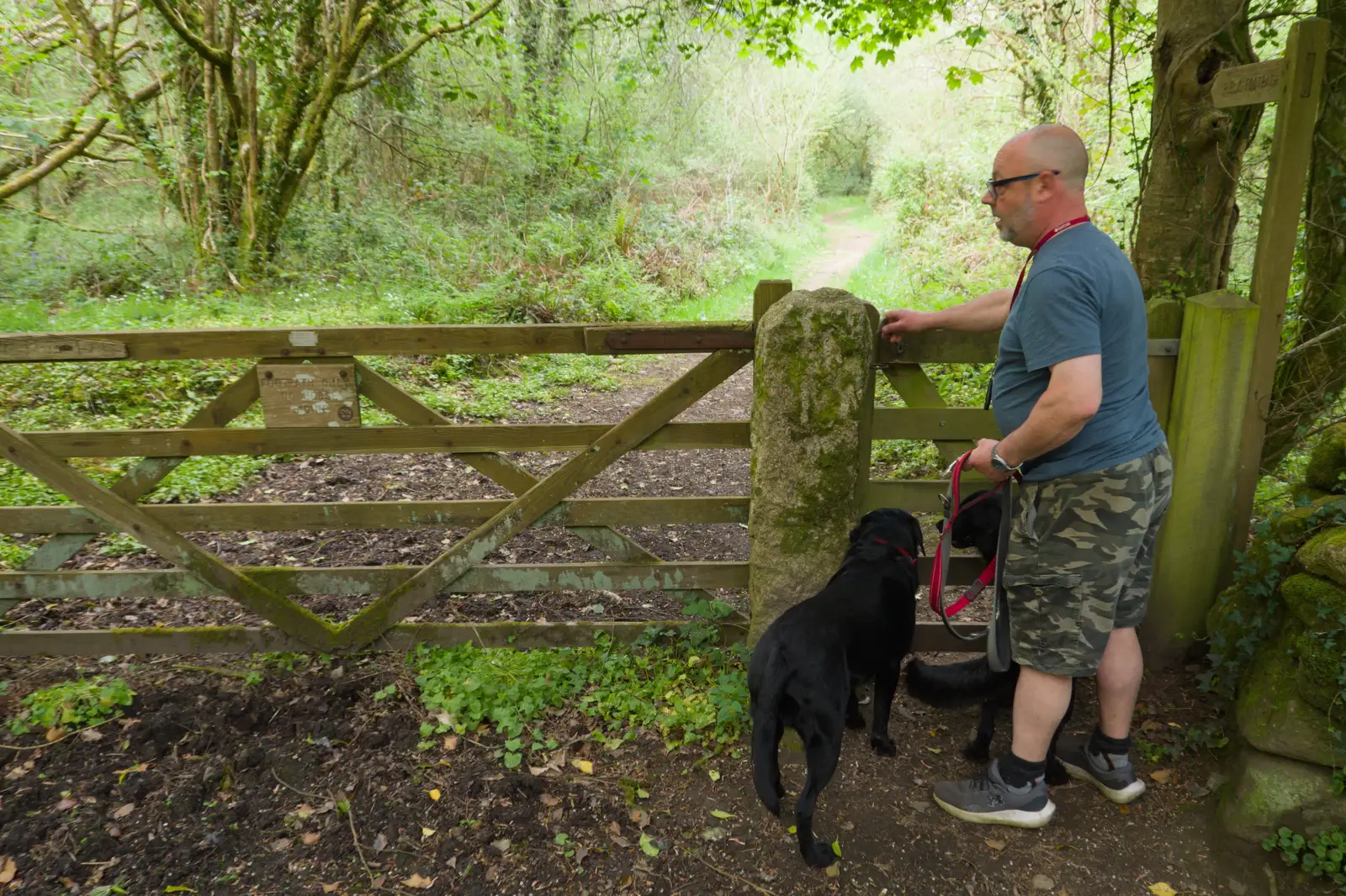 Matt opens the gate, from A Visit to the Cottage and Lunch With Sis, Throwleigh, Devon - 4th May 2026