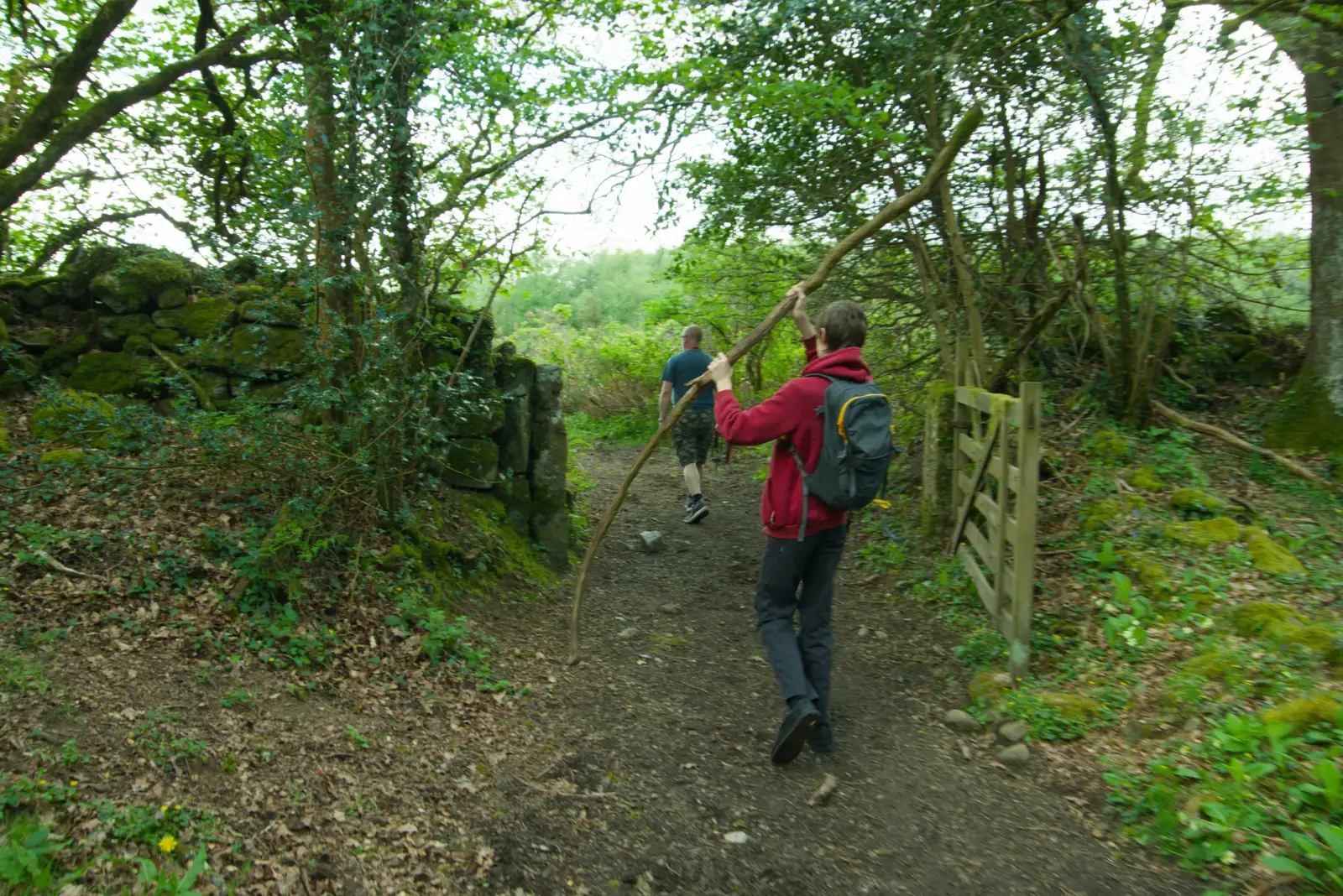 Harry's got his own giant stick, from A Visit to the Cottage and Lunch With Sis, Throwleigh, Devon - 4th May 2026