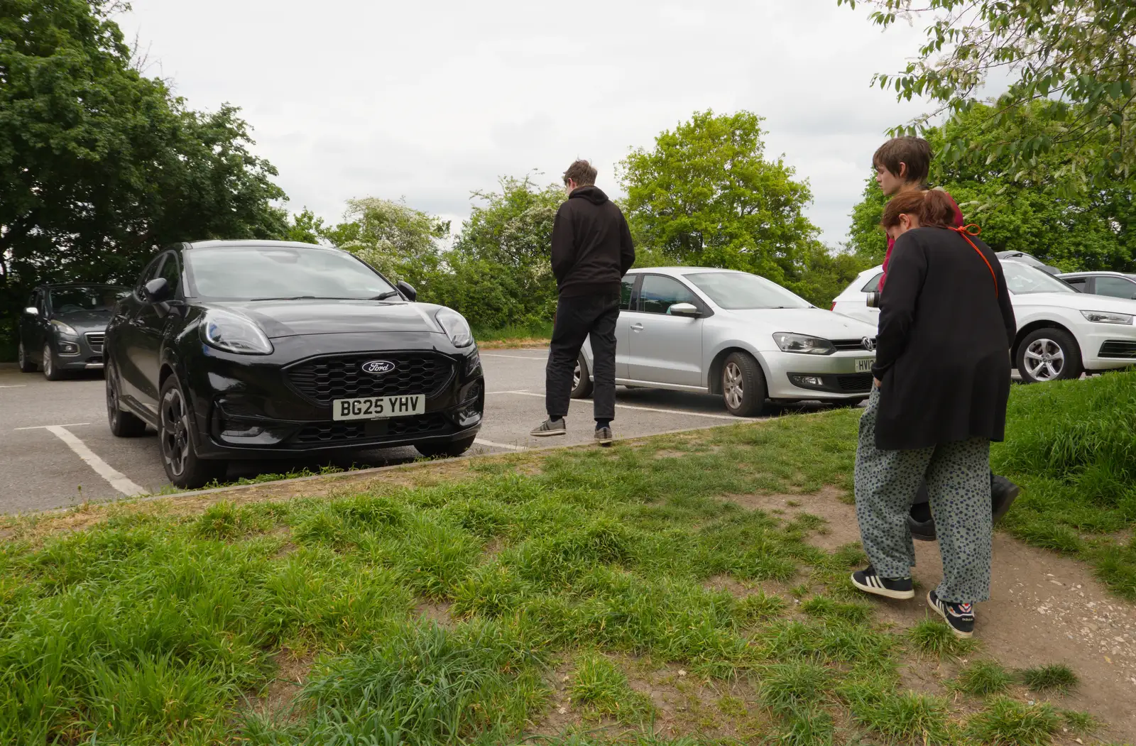The hire car waits in the overflow car park, from A Visit to the Cottage and Lunch With Sis, Throwleigh, Devon - 4th May 2026