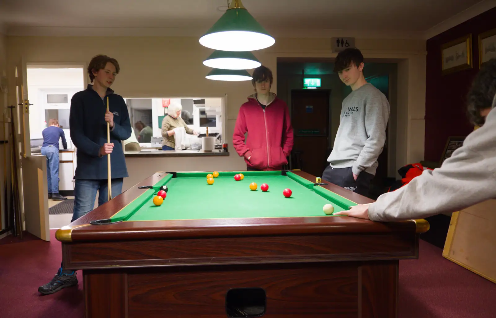 The boys are playing pool in the village hall again, from A May Miscellany, Diss, Norwich and Garboldisham - 15th May 2026