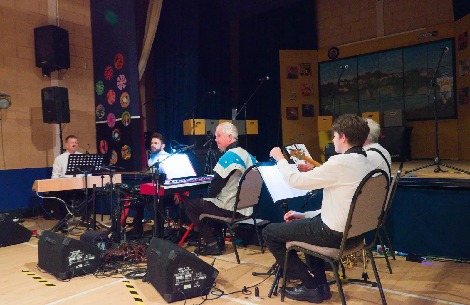 The band is ready for the first night, from Palgrave Players do Back to the 60s, Garboldisham - 21st May 2026