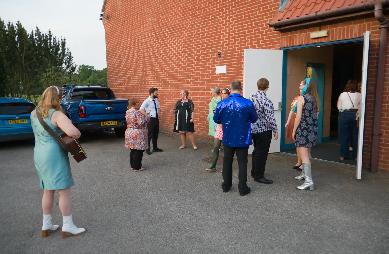 Hanging around outside the village hall, from More Back to the 60s, Garboldisham Village Hall - 23rd May 2026