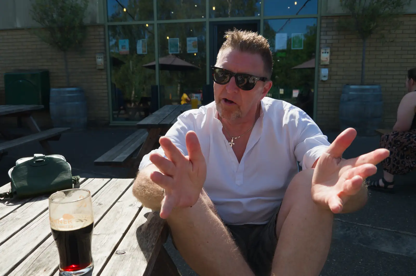 Gaz chats outside Amersand Tap, from The Return of the Pub Walk: Brome to Diss - 24th May 2026