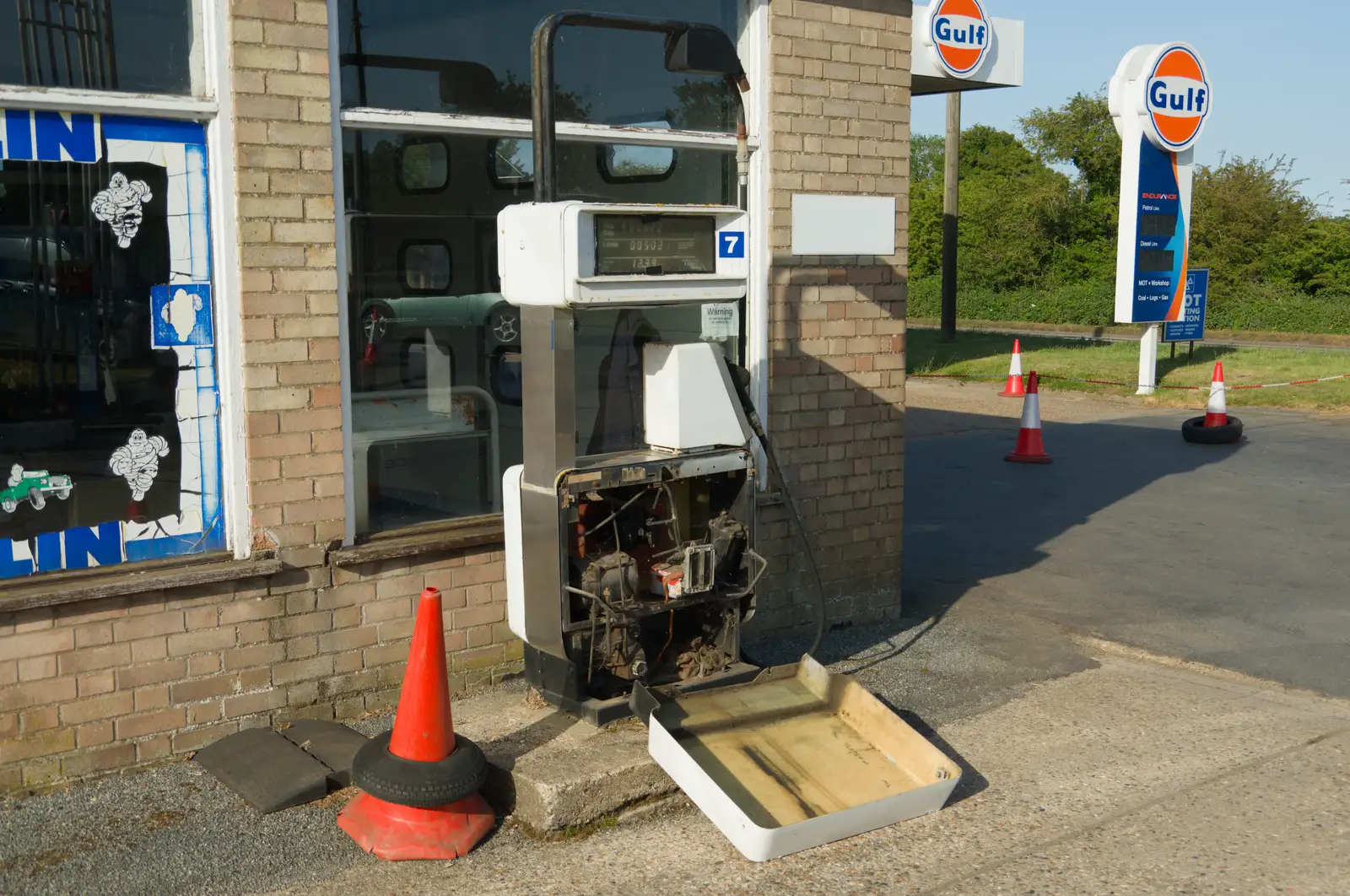 The cover's fallen off a diesel pump at the Devil's, from The Return of the Pub Walk: Brome to Diss - 24th May 2026