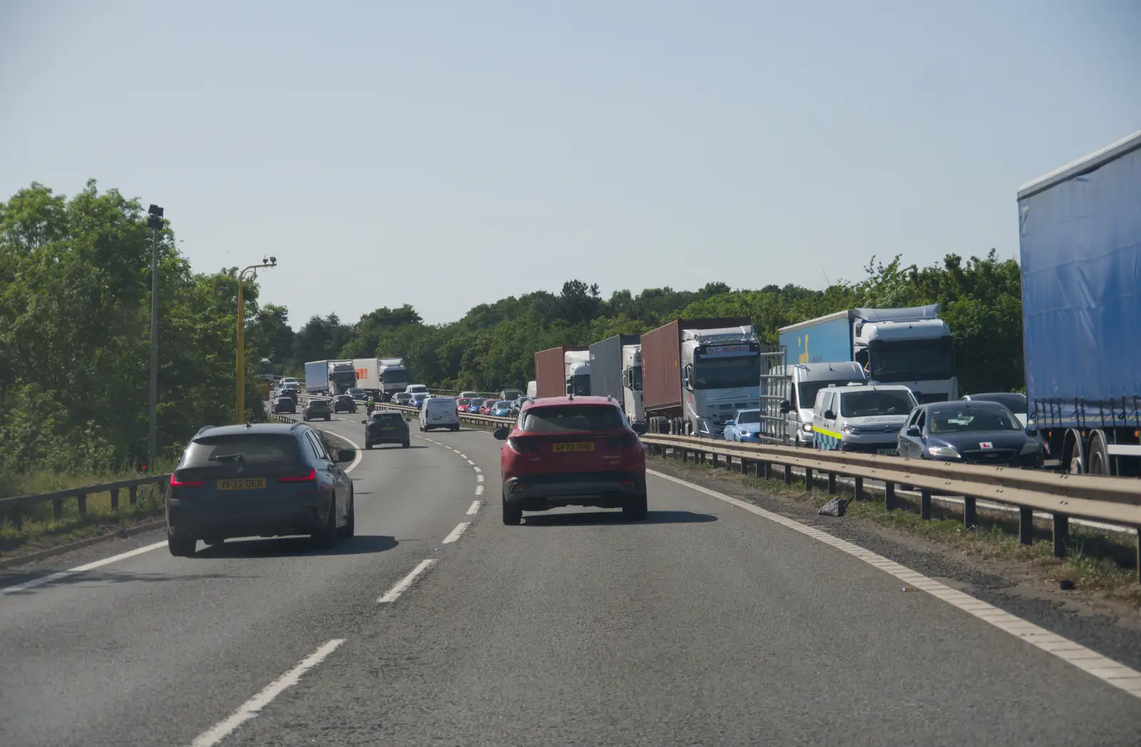 The A14 is still hosed on the eastbound side, from A Birthday Lunch in Felixstowe, Suffolk - 26th May 2026
