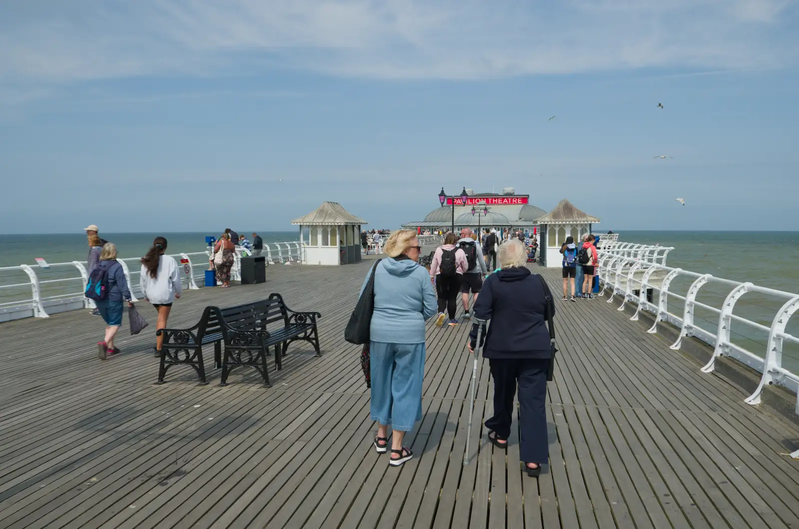 People on the very windy pier, from A Birthday Trip to the Red Lion Hotel, Cromer, Norfolk - 27th May 2026