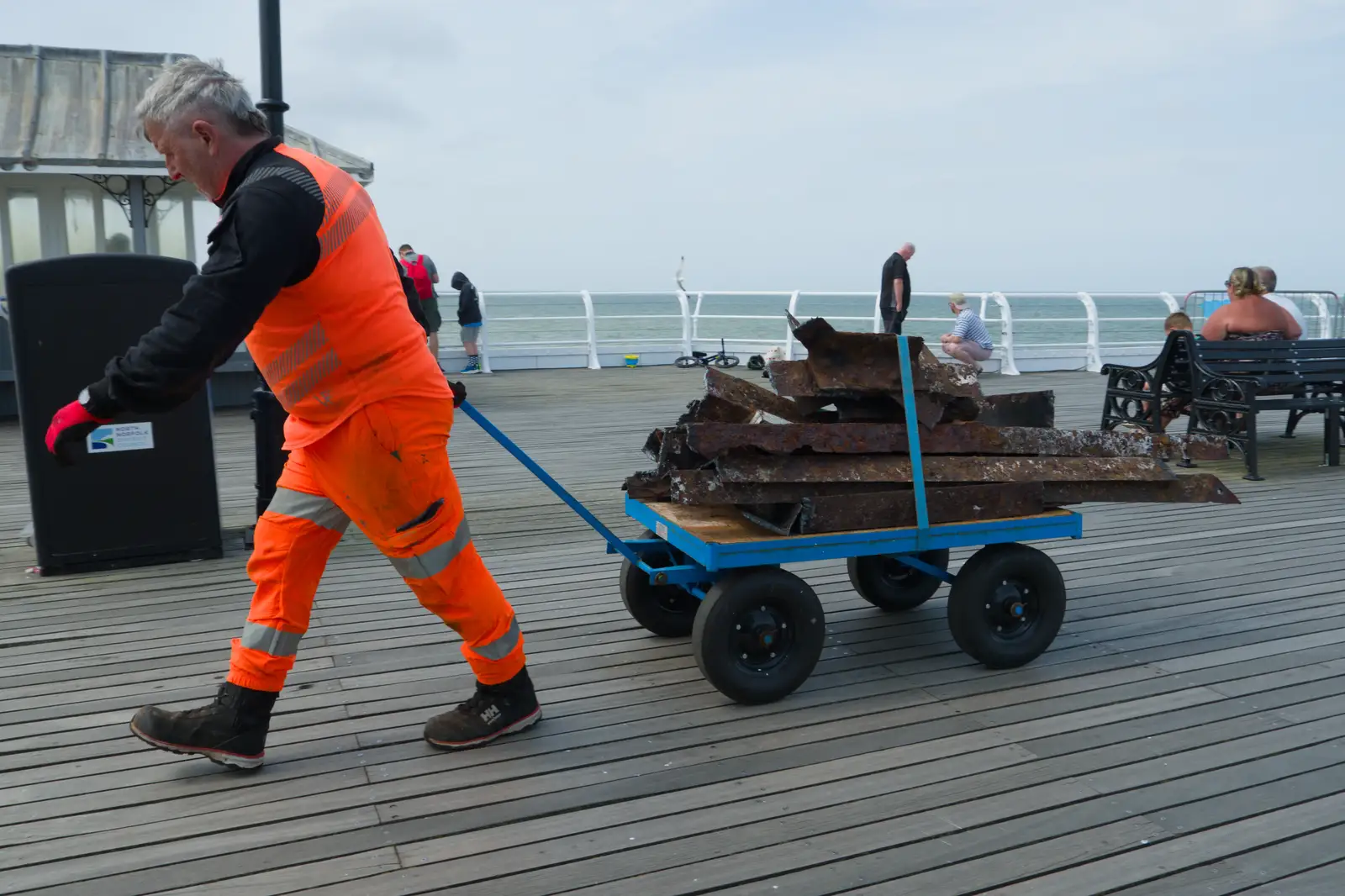 Rusty parts of the pier are hauled away, from A Birthday Trip to the Red Lion Hotel, Cromer, Norfolk - 27th May 2026
