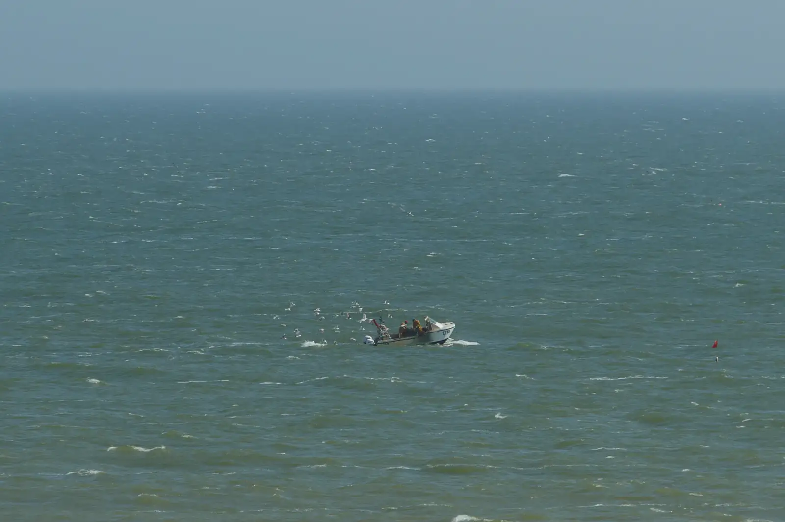 A fishing boat with a cloud of seagulls, from A Bus Trip to Wells Next the Sea, Norfolk - 28th May 2026