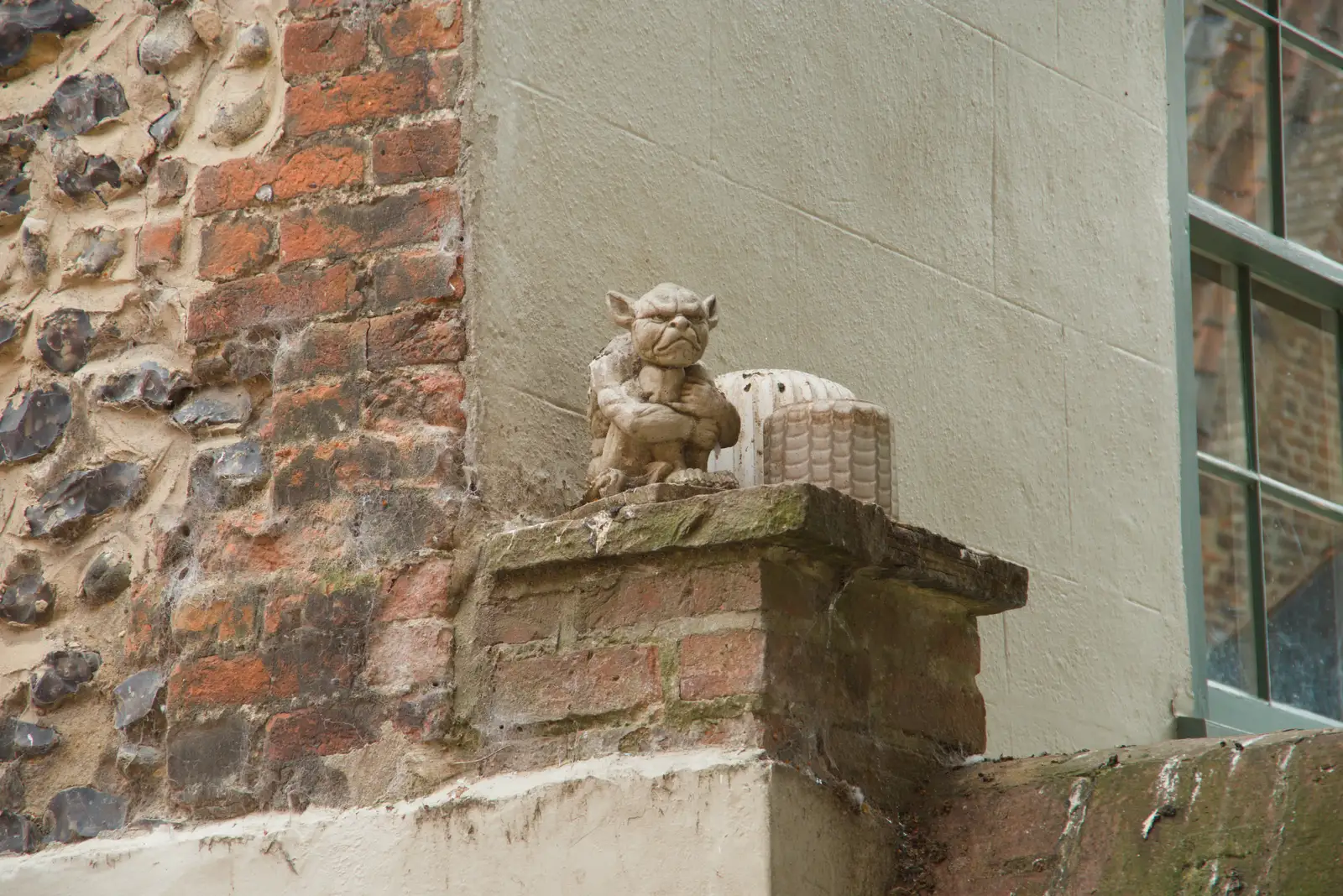 A grumpy gargoyle watches the tourists, from A Bus Trip to Wells Next the Sea, Norfolk - 28th May 2026