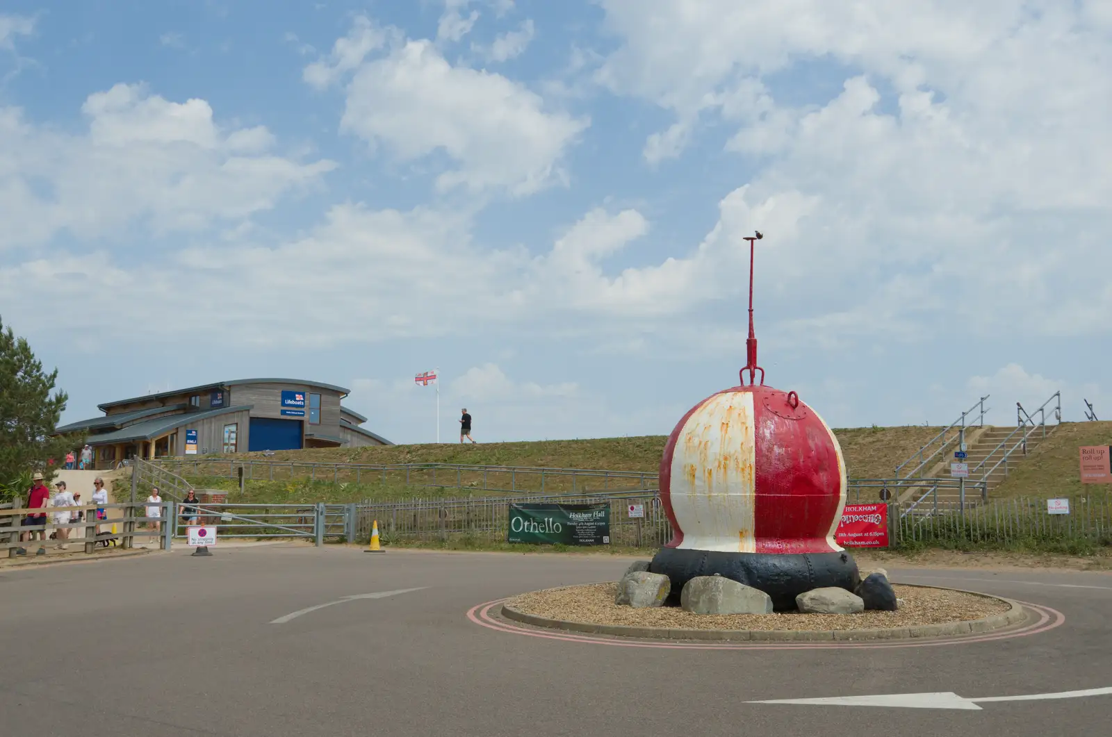 A red-and-white striped former sea buoy, from A Bus Trip to Wells Next the Sea, Norfolk - 28th May 2026