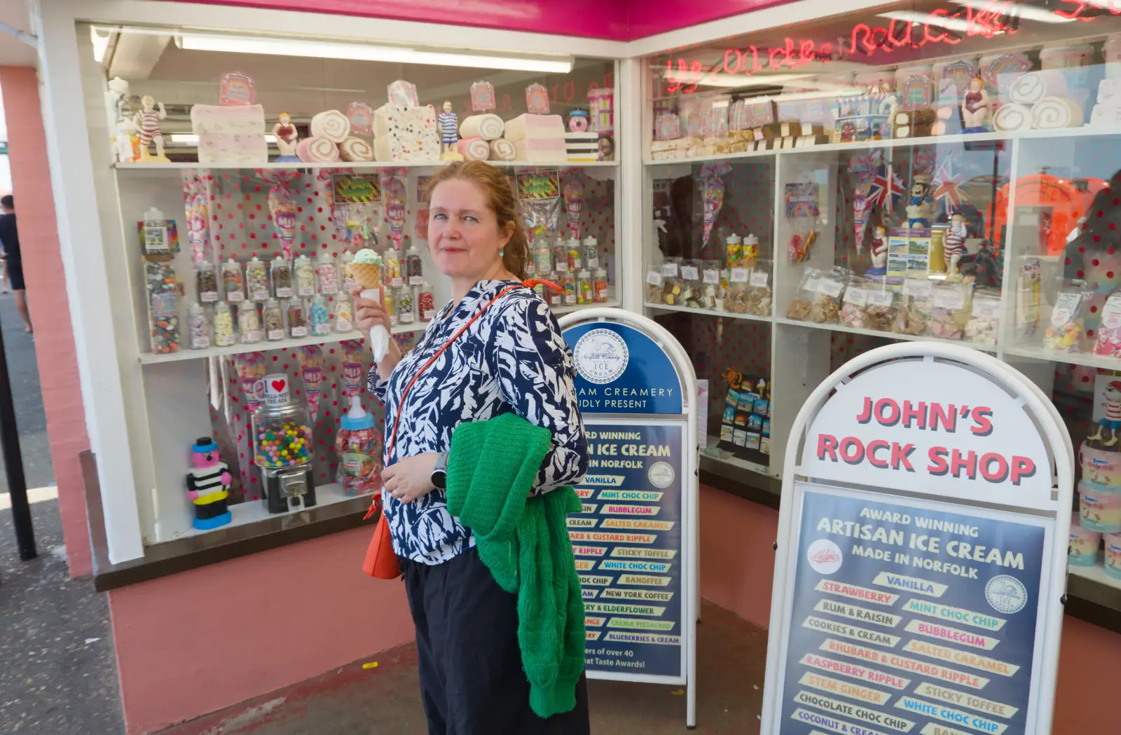 Isobel outside John's Rock Shop, from A Bus Trip to Wells Next the Sea, Norfolk - 28th May 2026