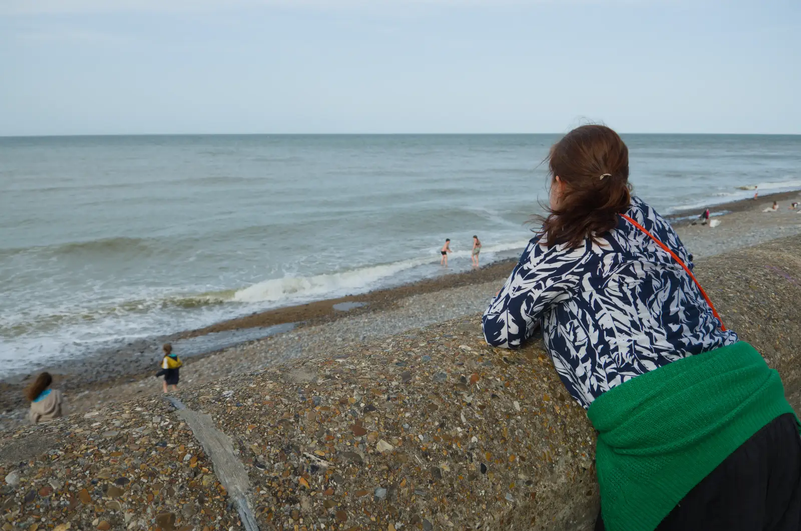Isobel looks out over the promenade wall, from A Bus Trip to Wells Next the Sea, Norfolk - 28th May 2026