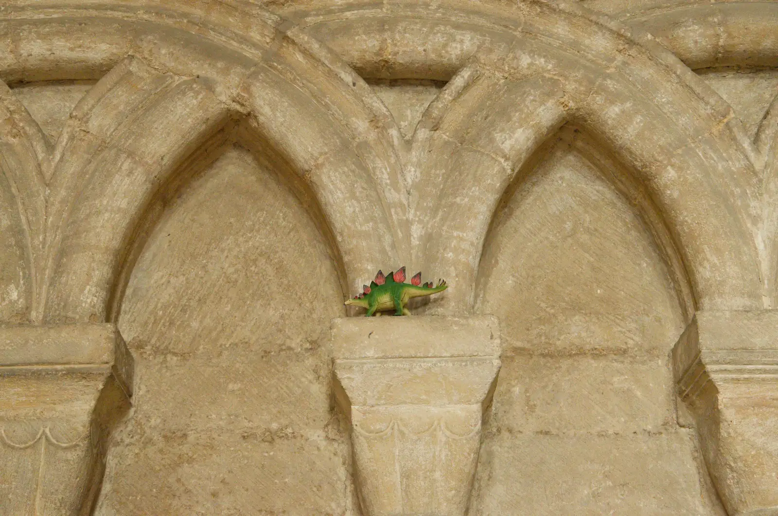 A stegosaurus on a capital, from A Postcard From Peterborough, Cambridgeshire - 29th May 2026