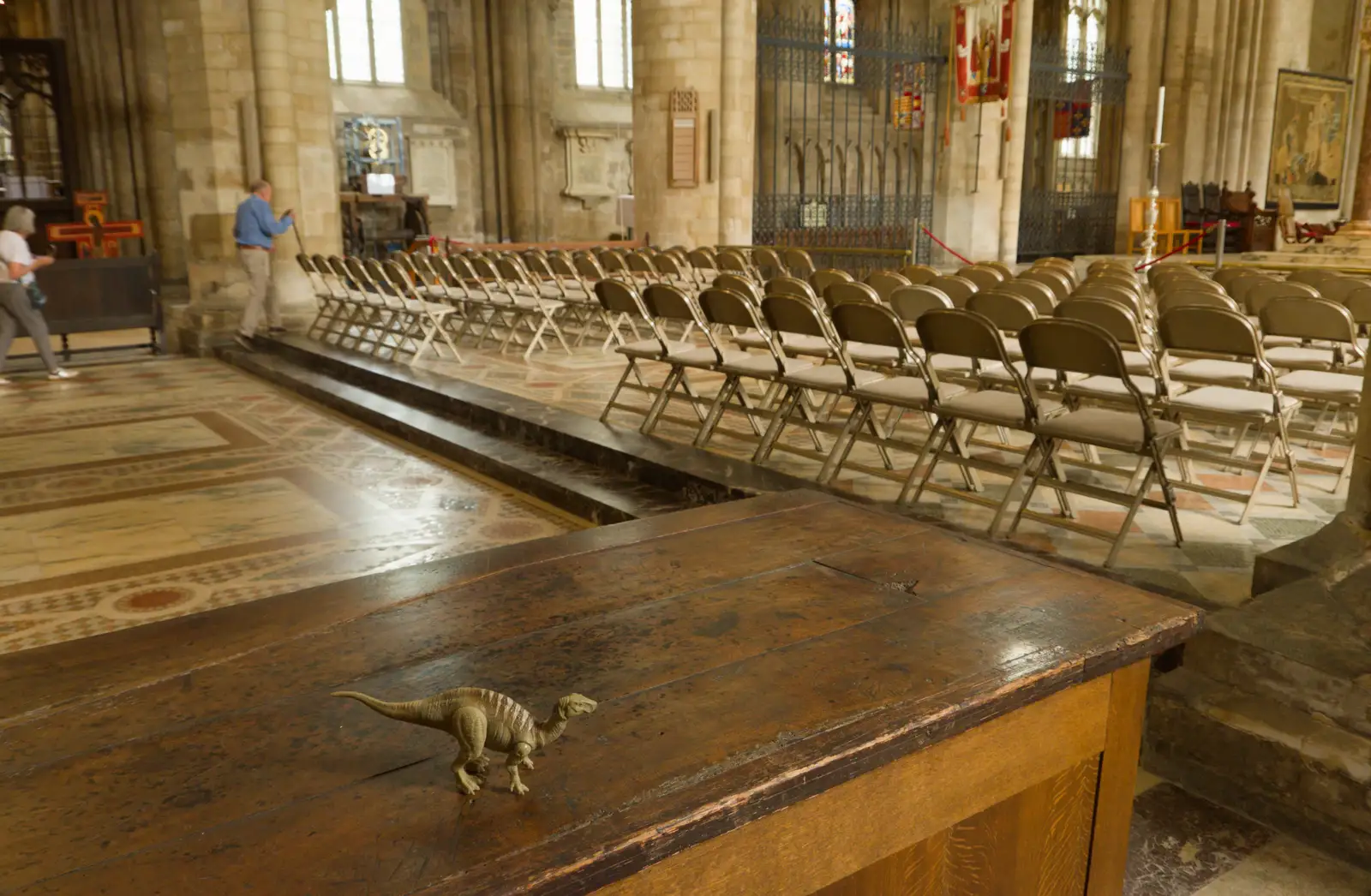 Another dinosaur on a bench, from A Postcard From Peterborough, Cambridgeshire - 29th May 2026