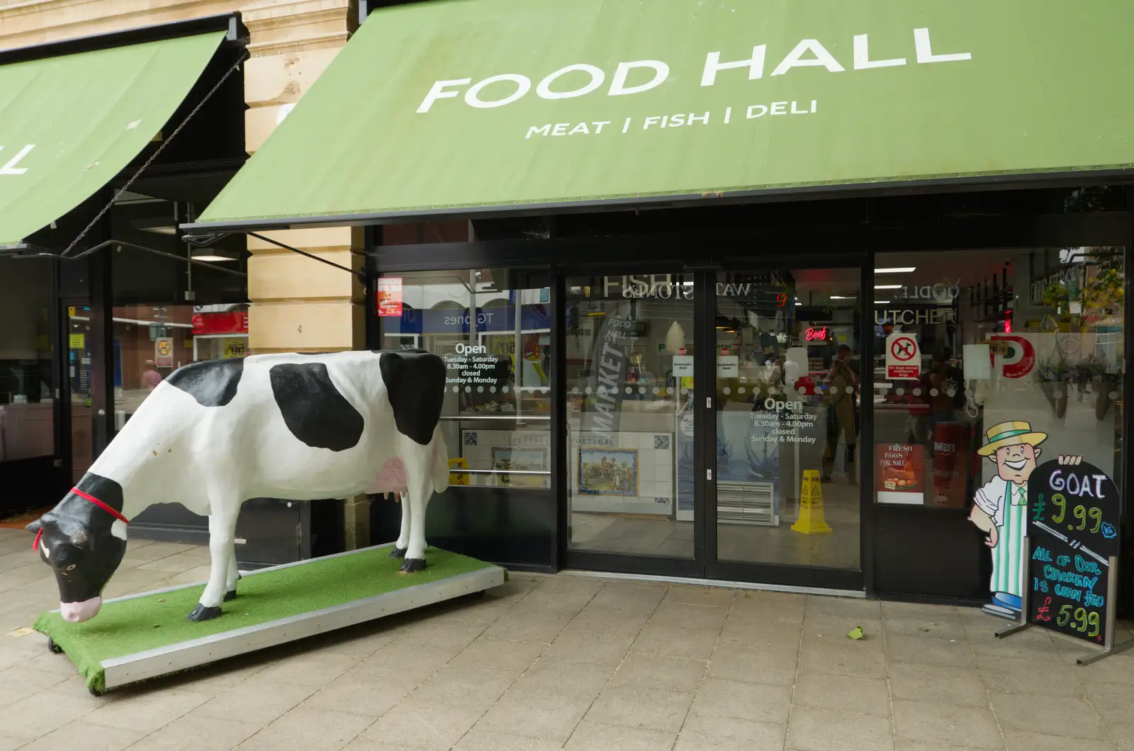 A model cow outside Food Hall, from A Postcard From Peterborough, Cambridgeshire - 29th May 2026