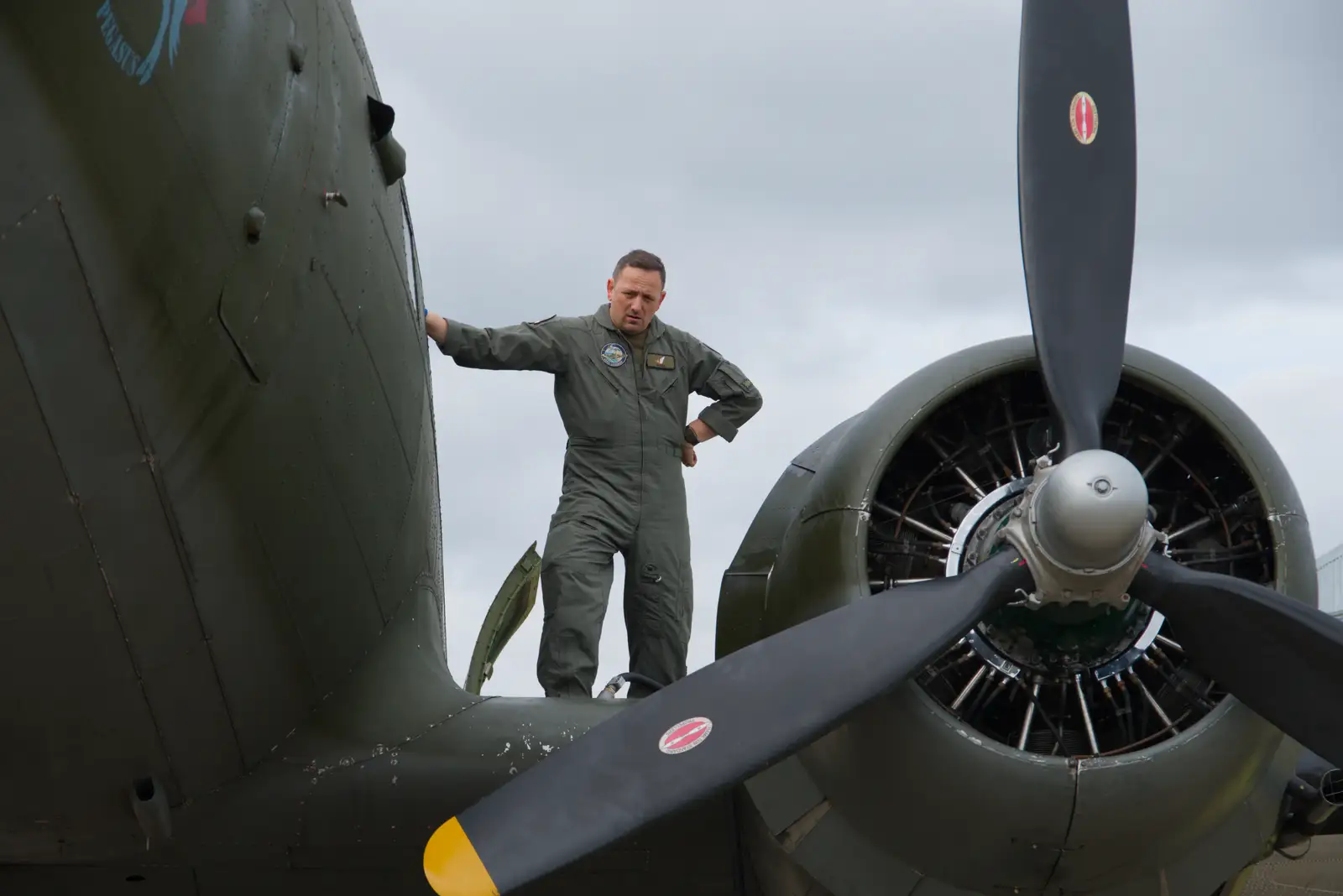 Podge watches the refueling, from Flying to Cherbourg on a C-47 Dakota, Normandy, France - 1st June 2026