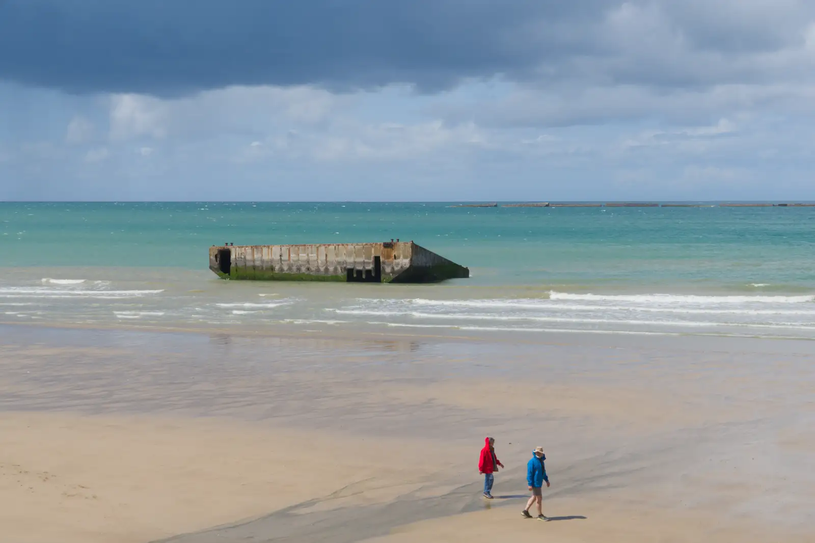 Part of the Mulberry Harbour on the beach, from Pegasus Bridge, the British Memorial and Arromaches, Normandy - 2nd June 2026