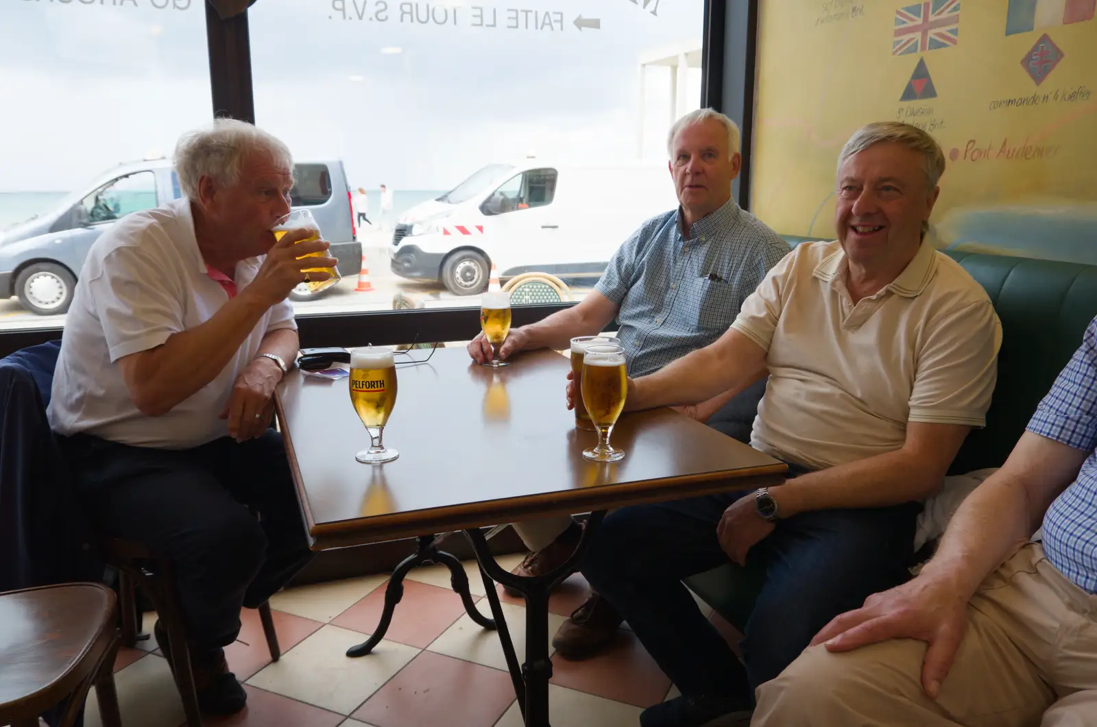 We stop for a beer in a nearby café, from Pegasus Bridge, the British Memorial and Arromaches, Normandy - 2nd June 2026