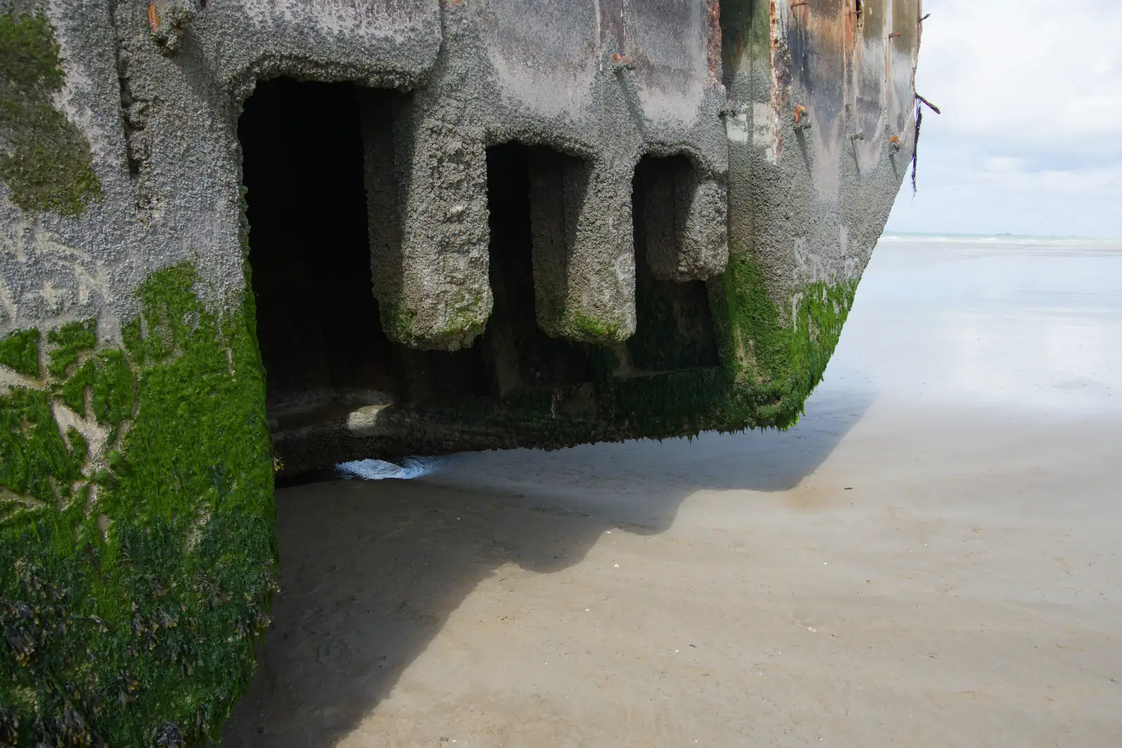 Worn-away concrete is like giant gap teeth, from Pegasus Bridge, the British Memorial and Arromaches, Normandy - 2nd June 2026