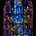 Impressive 1960s stained glass, with parachutists, Sainte-Mère-Élgise and Saint-Côme-du-Mont, Normandy, France - 3rd June 2026