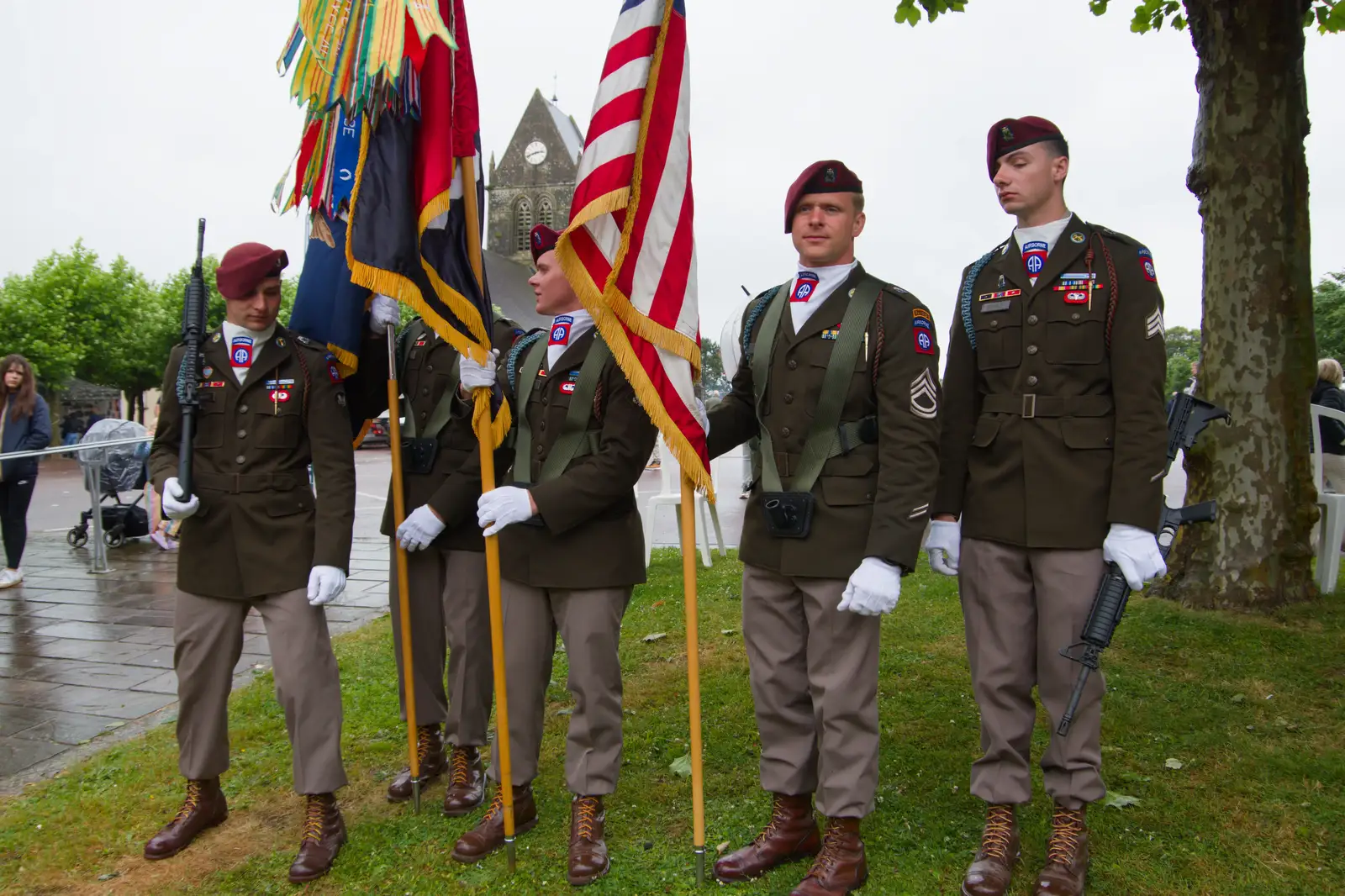 82nd Airbone in dress uniforms, from Sainte-Mère-Élgise and Saint-Côme-du-Mont, Normandy, France - 3rd June 2026