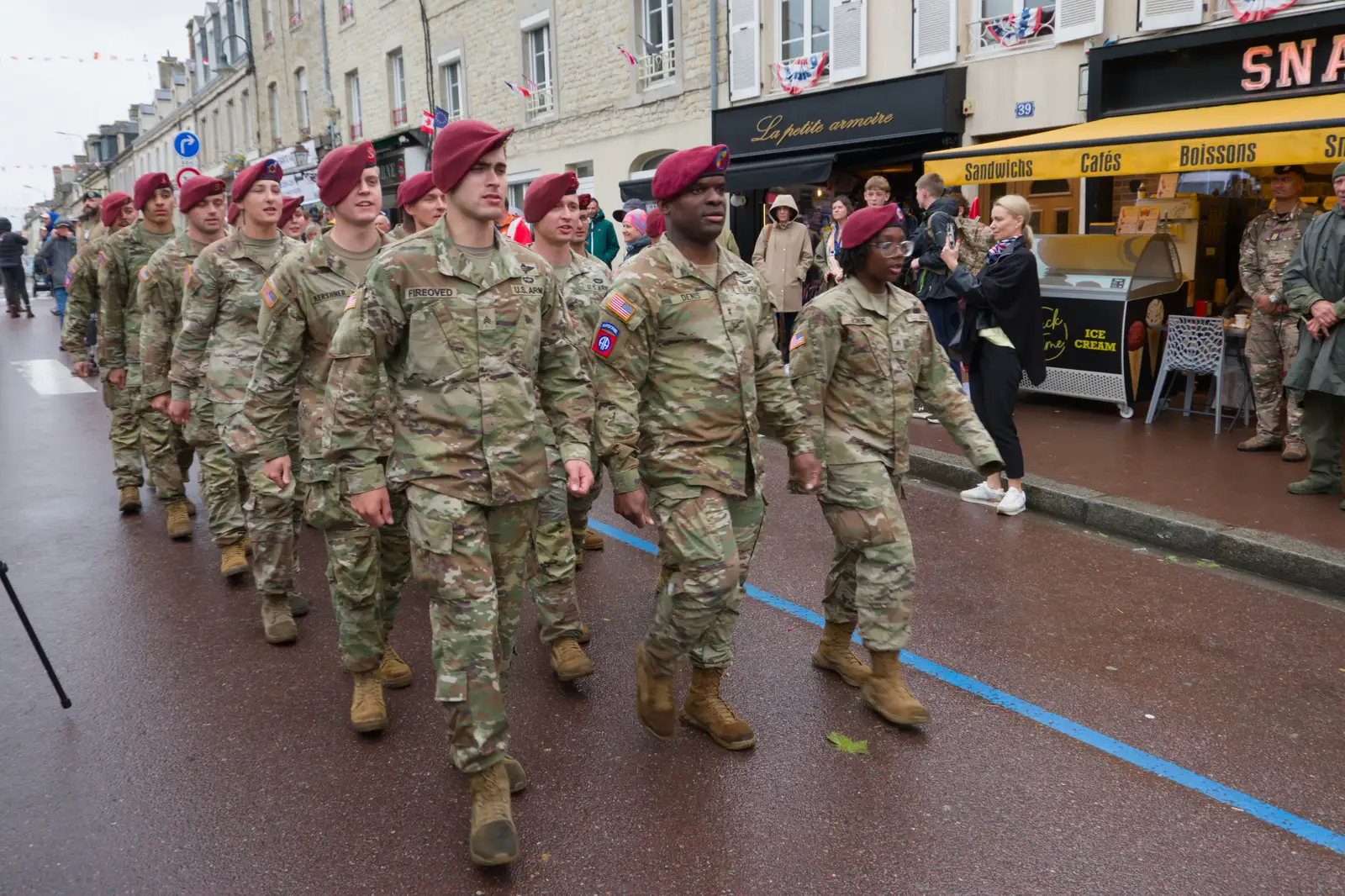 The 82nd Airbone marches off, from Sainte-Mère-Élgise and Saint-Côme-du-Mont, Normandy, France - 3rd June 2026