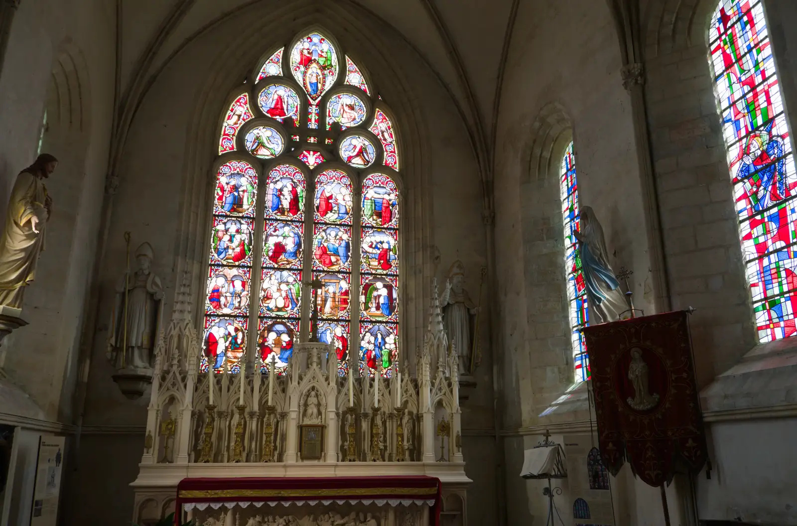 More stained glass in an aisle chapel, from Quettehou, Sainte-Marie-du-Mont and the D-Day Museum, Utah Beach - 4th June 2026