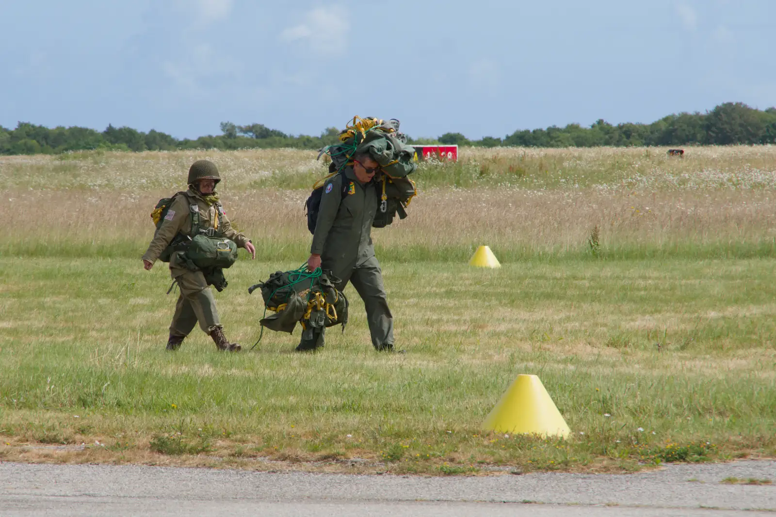 Parachute D-bags are hauled off, from A D-Day Veteran's Dakota Flight, Cherbourg, Normandy - 5th June 2026