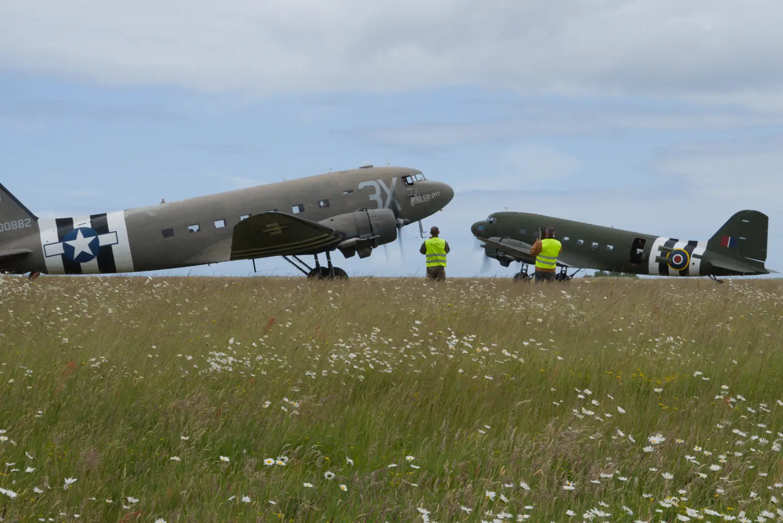 The two Dakotas are about to head off, from A D-Day Veteran's Dakota Flight, Cherbourg, Normandy - 5th June 2026