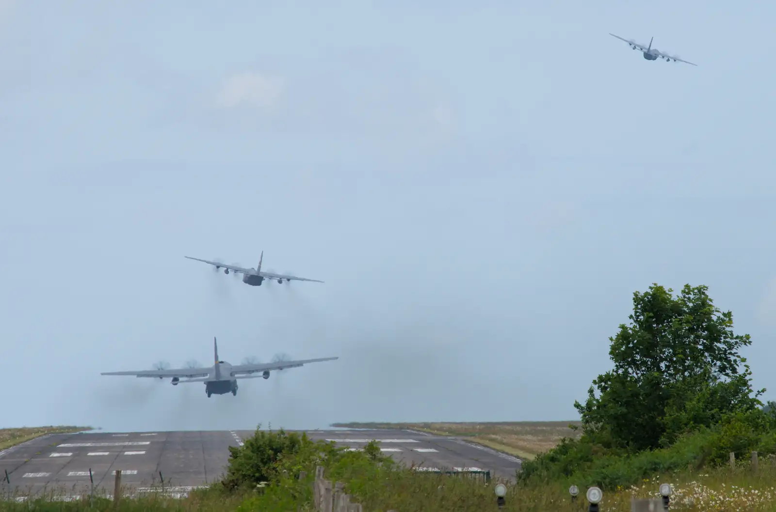 The final three US Hercules take off from Cherbourg, from A D-Day Veteran's Dakota Flight, Cherbourg, Normandy - 5th June 2026