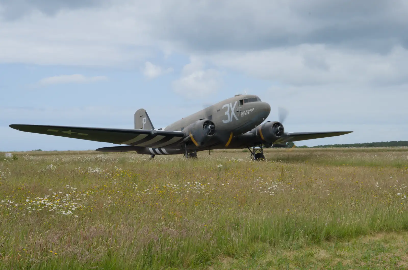 Drag 'em Oot returns from a sortie, from A D-Day Veteran's Dakota Flight, Cherbourg, Normandy - 5th June 2026