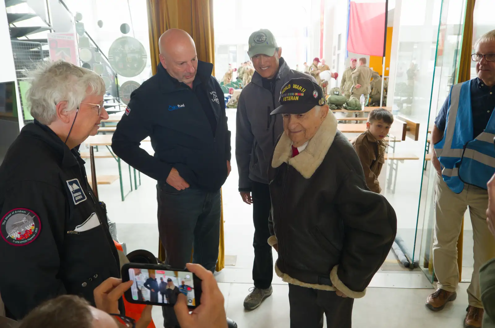 Cath and Keith meet the D-Day veteran, from A D-Day Veteran's Dakota Flight, Cherbourg, Normandy - 5th June 2026