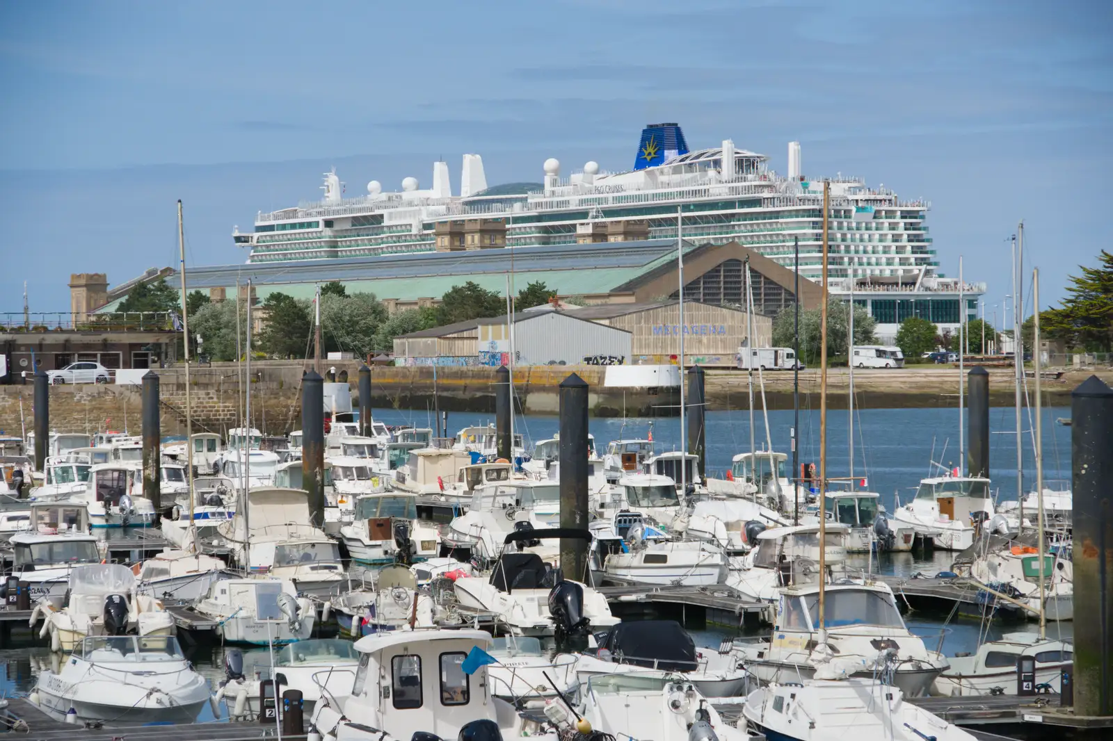 An enormous cruise ship has appeared overnight, from A D-Day Veteran's Dakota Flight, Cherbourg, Normandy - 5th June 2026