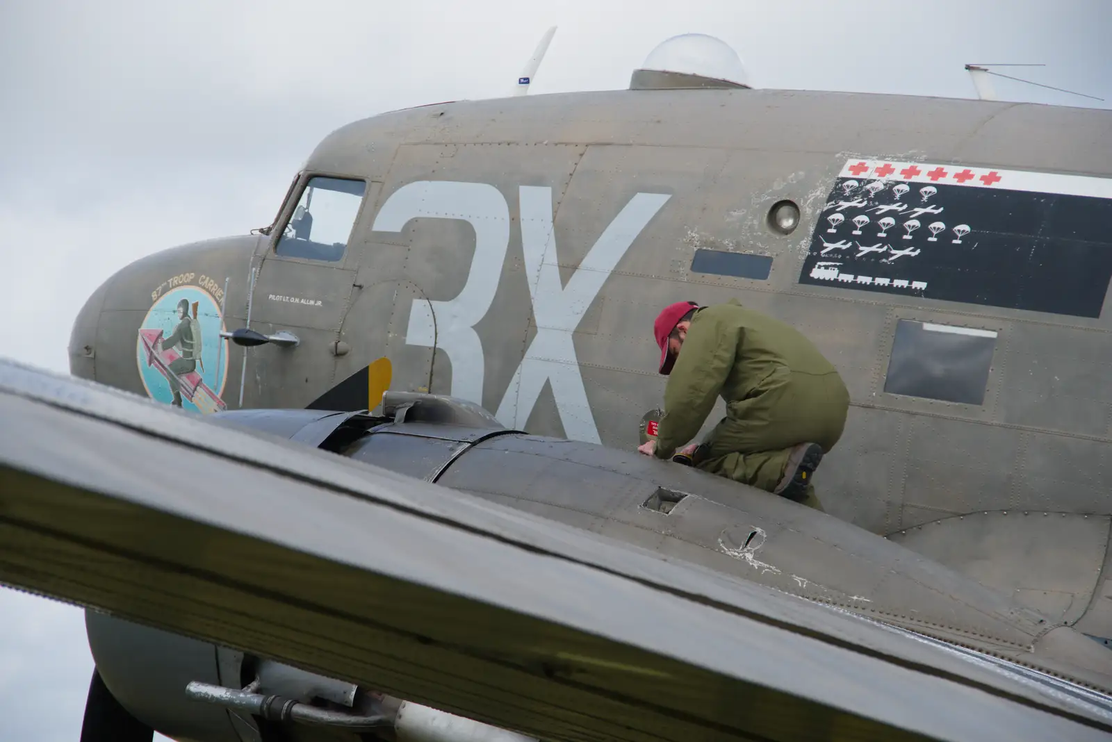 Craig checks the engine oil levels, from Cité de lar Mer and a Dakota Flight Home, Cherbourg - 7th June 2026