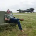 Clive sits on one of the aircraft seats, Cité de lar Mer and a Dakota Flight Home, Cherbourg - 7th June 2026