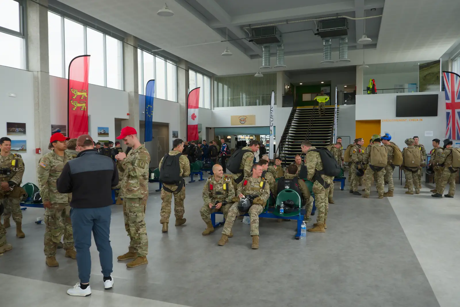 Cherbourg airport is full of paratroopers again, from Cité de lar Mer and a Dakota Flight Home, Cherbourg - 7th June 2026