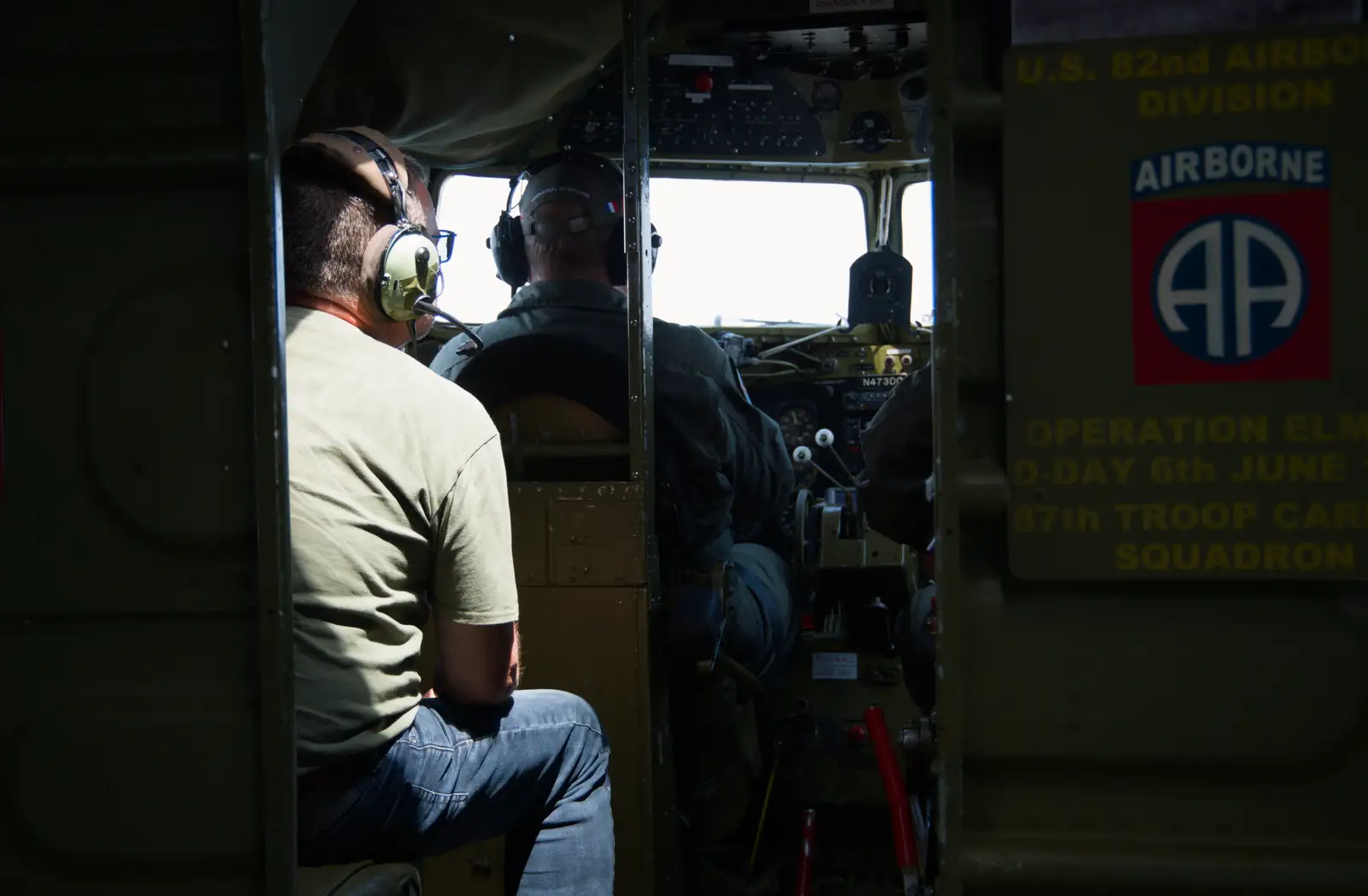 Clive's got the jump seat for the flight back, from Cité de lar Mer and a Dakota Flight Home, Cherbourg - 7th June 2026