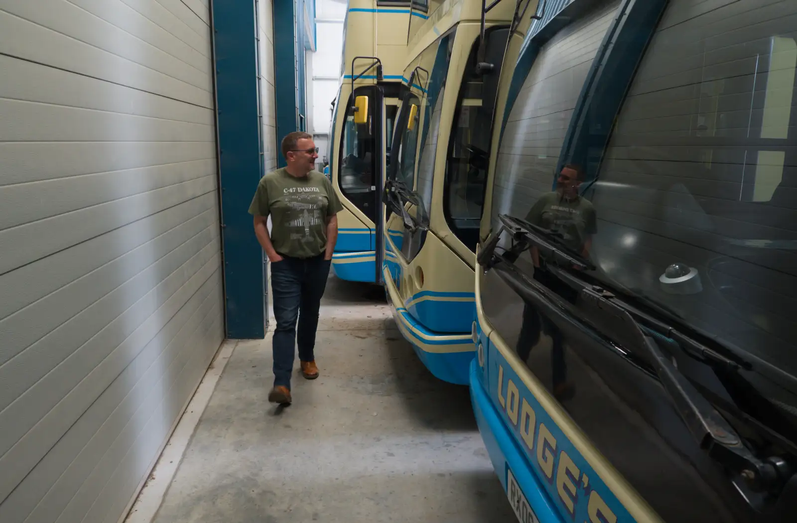Clive roams around the coach sheds, from Cité de lar Mer and a Dakota Flight Home, Cherbourg - 7th June 2026