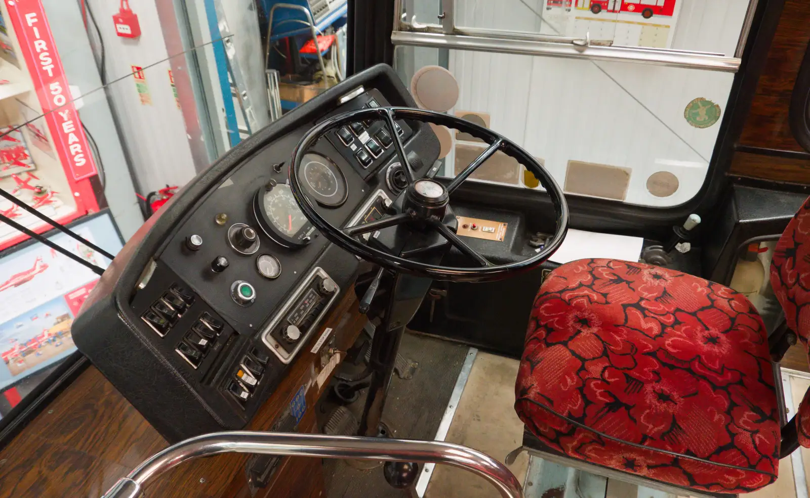 The dashboard of a classic 1970s coach, from Cité de lar Mer and a Dakota Flight Home, Cherbourg - 7th June 2026