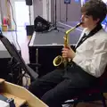 Fred warms up his saxophone, Palgrave Players at the Corn Hall, Diss - 12th June 2026
