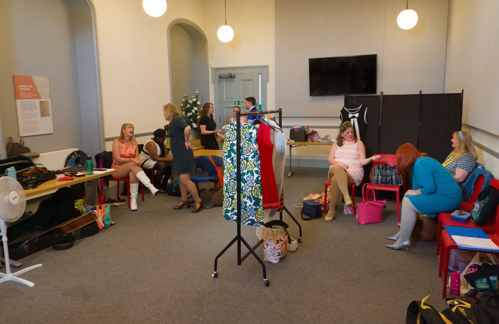 The Green Room and a rack of 60s dresses, from Palgrave Players at the Corn Hall, Diss - 12th June 2026