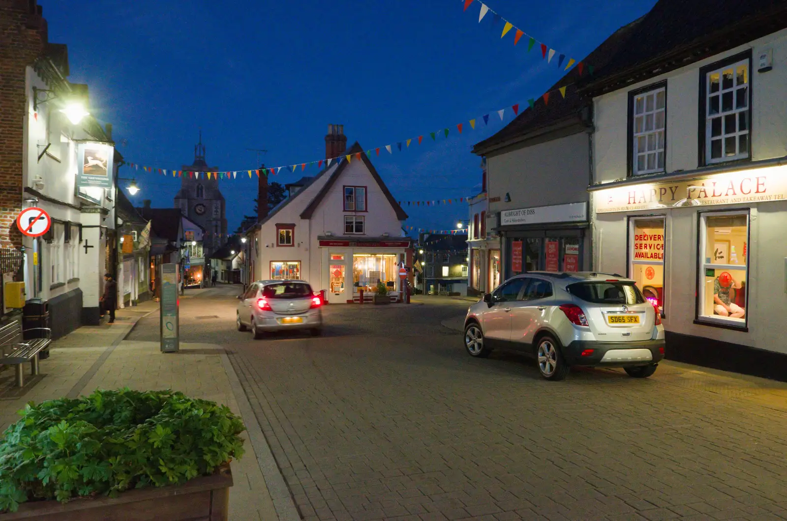 The top of St. Nicholas Street in Diss, from Palgrave Players at the Corn Hall, Diss - 12th June 2026