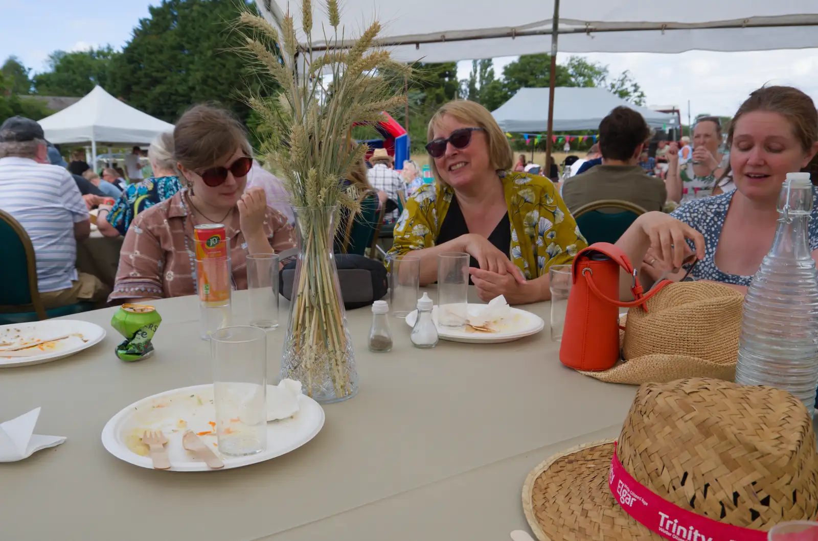 There are even table decorations, like a wedding, from The Return of the Hog Roast, Thrandeston, Suffolk - 28th June 2026